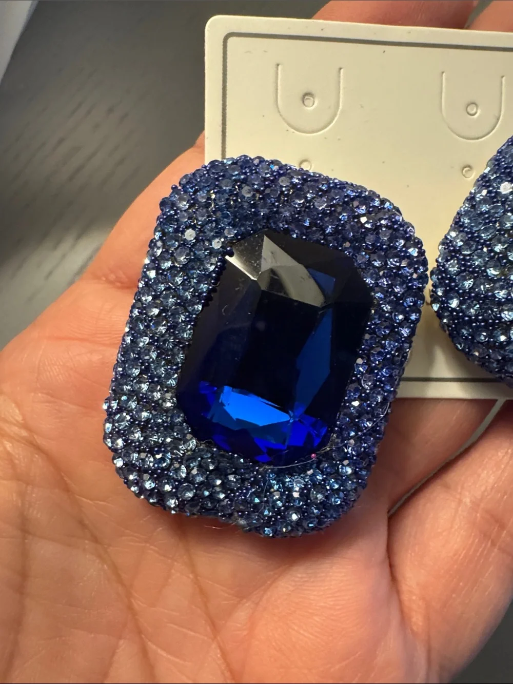 Sapphire Blue Crystal Cluster Earrings - Womens Jewelry